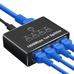 LAN Switch 1 Auf 4 1000Mbps Netzwerk Ethernet Splitter 4 Port Aluminium | Gigabit Switch RJ45 mit Type-C Stromkabel für Computer, Switch, Hub, Router, ADSL, Set-Top Box, Digital-TV usw. Angebot bei HelloDeals