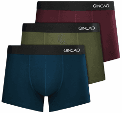 QINCAO Boxershorts Herren 3 Pack, Reiseverpackung, Bequeme Atmungsaktive | Bequeme Atmungsaktive & Ohne Etiketten, Reiseverpackung,Unterhosen männer, hohe Elastizität, kein Aufrollen der Säume Blau + Grün + Weinrot XL Angebot bei HelloDeals