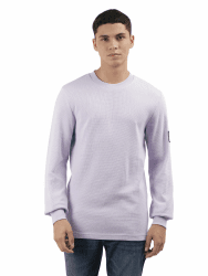 Calvin Klein Jeans Herren Langarmshirt Badge Waffle LS Tee Basic XXS Purple (Pastel Lilac) Angebot bei HelloDeals