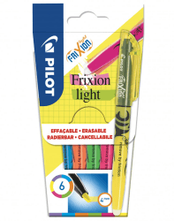 PILOT - 6er-Set FriXion Light - Radierbarer Textmarker - Neonpink, Neongelb, Violett, Blau, Orange, Grün - Keilspitze für feine oder breitere Linien 1 Gelb, 1 Rosa, 1 Grün, 1 Blau, 1 Orange, 1 Violett 6er-Set Angebot bei HelloDeals