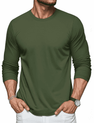 MAGCOMSEN Langarmshirt Herren Longsleeve Baumwolle Sweatshirt Men Longshirt | Baumwollstoff,Bacis Style,Rundhals,Atmungsaktive,Dünn und Leicht,Freizeit und Casual,Für Frühling Sommer Herbst und Winter L Armeegrün Angebot bei HelloDeals