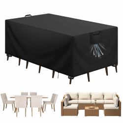 Abdeckung Gartenmöbel Winterfest, Wasserdichte Schutzhülle Gartenmöbel 420D Oxford Anti-UV Abdeckplane für Gartentische Terrassenmöbel Regenschutz und Staubfest Abdeckhaube Schwarz 200x100x75cm Angebot bei HelloDeals