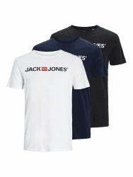 JACK & JONES Herren Jjecorp Logo Tee Ss Crew Neck T-Shirt (3er Pack) XXL 12137126 - Black / White / Navy Blazer Angebot bei HelloDeals