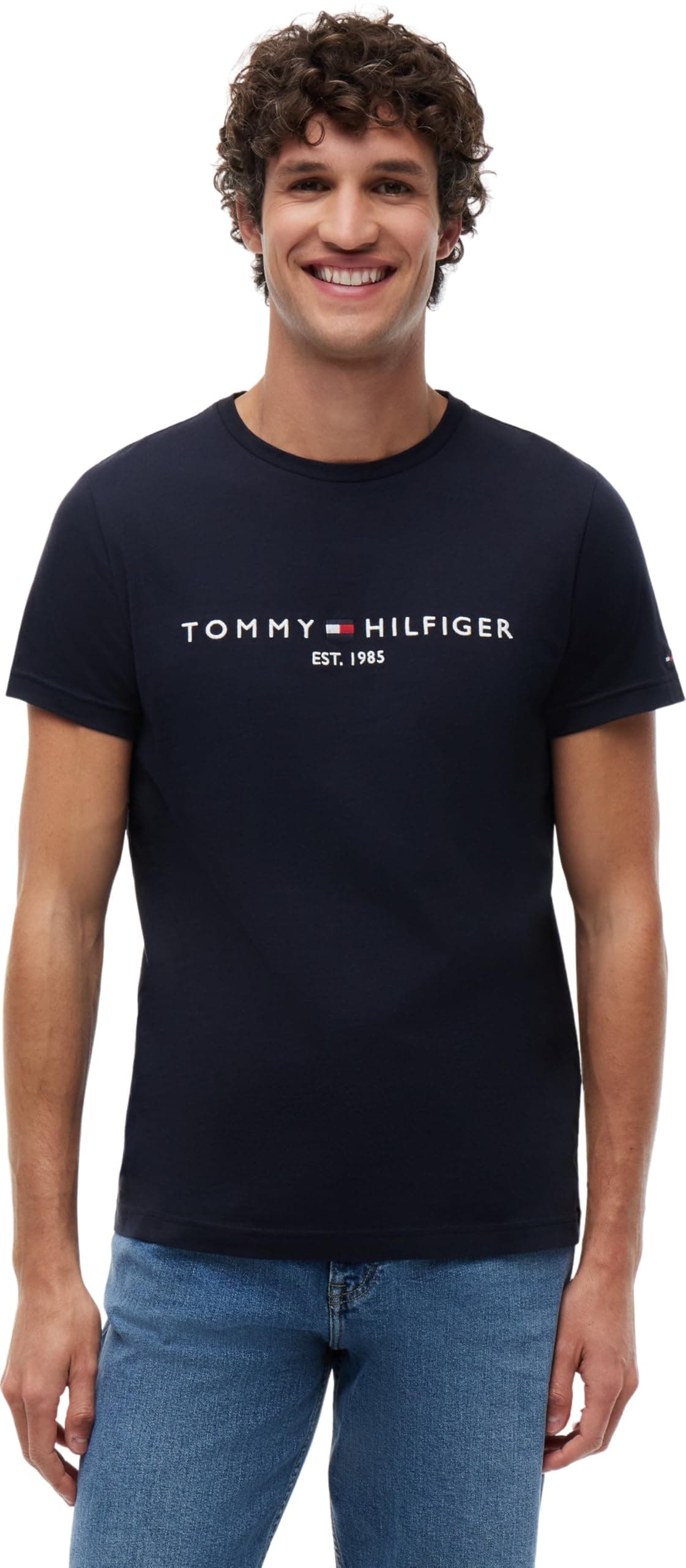 Tommy Hilfiger Herren T-Shirt Kurzarm Core Tommy Logo Rundhalsausschnitt M Blau (Sky Captain) Angebot bei HelloDeals