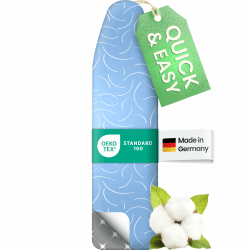 SimplySmooth Premium Bügelbrettbezug 110x30 –OEKOTEX100 – Made IN Germany – Bügeltischbezug – Komfortpolster – Bügelbezug für 108-115 x 30-45cm Bügelbrett Bezug für Dampfbügelstation – Größe S Blau/Weiß S Angebot bei HelloDeals