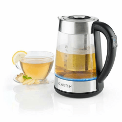 Klarstein Ostfriese - Wasserkocher, Teekocher, herausnehmbares Teesieb, 1,7 Liter, 2200 W, 4 einstellbare Temperaturstufen, Cool-Touch, Edelstahl & Glas Angebot bei HelloDeals