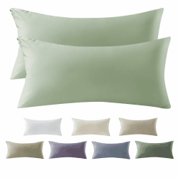 SOULFUL Satin Kissenbezug 40x80 Baumwolle Kissenbezüge 2 Teilig SalbeiGrün | Satin Kissenbezüge 2 Teilig mit Reißverschluss,ÖkoTex Zertifiziert, Weich und Bequem Salbeigrün 2tlg. 40*80cm Angebot bei HelloDeals