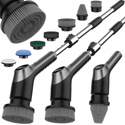 Elektrische Reinigungsbürste Bad, 7 in 1 Reinigungsbürste | IPX7 Wasserdichte Reinigungsbürste Elektrische, Ausziehbarem Langem Griff Putzbürste Elektrische für Badezimmer Boden Fliesen Black Grey 120cm Angebot bei HelloDeals