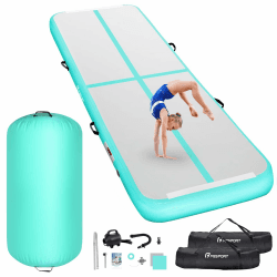 FBSPORT Airtrack Matte mit 100x60cm Air Roll, 10cm Hoch Verdicken 3/4M Tumbling Matte,Gymnastikmatte mit Luftpumpe,Trainingsmatte mit Tragetasche,Turnmatte für Zuhause, Outdoor,Yoga Green Gray 300x100x10cm Angebot bei HelloDeals