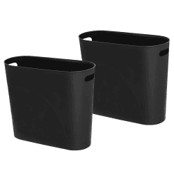 Caxmtu Mülleimer Papierkorb Abfalleimer Badezimmer Papiereimer Höhe 27 cm 10 L Schlanker Mülleimer mit Griff für Zuhause Küche Badezimmer Schlafzimmer Büro, aus Kunststoff, 2 Stück (Schwarz) Angebot bei HelloDeals