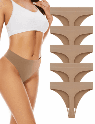 VOENXE Nahtlose String Tanga Damen,Seamless Hohe Taille Sport Unterwäsche | Nahtlos Frauen Tangas Hoher Breiter Bund Unterhosen,High Waist Brazilian Slip Unsichtbare,Invisible Thong Underwear,5er Pack M Hautfarben Angebot bei HelloDeals