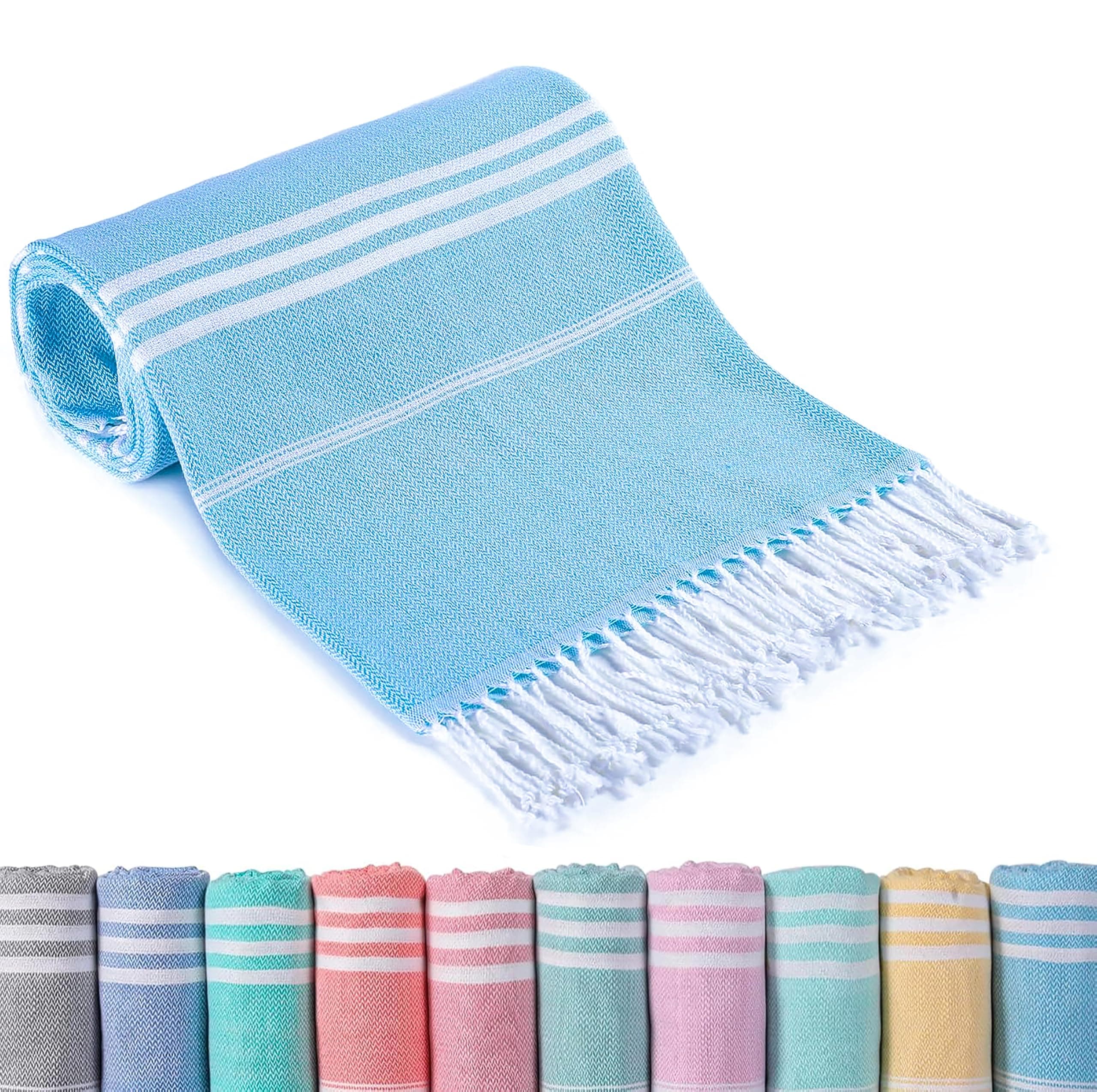 Strandtuch Hamamtuch Strandhandtuch Badetuch Strand 90X200 Blau | Strand Handtuch XXL Hamam Tuch Groß Dünn Leicht Badehandtuch Strand Frottee Strandbadetuch Schnelltrocknend Beach Towel Blaues Strandtuch Angebot bei HelloDeals
