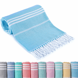 Strandtuch Hamamtuch Strandhandtuch Badetuch Strand 90X200 Blau | Strand Handtuch XXL Hamam Tuch Groß Dünn Leicht Badehandtuch Strand Frottee Strandbadetuch Schnelltrocknend Beach Towel Blaues Strandtuch Angebot bei HelloDeals