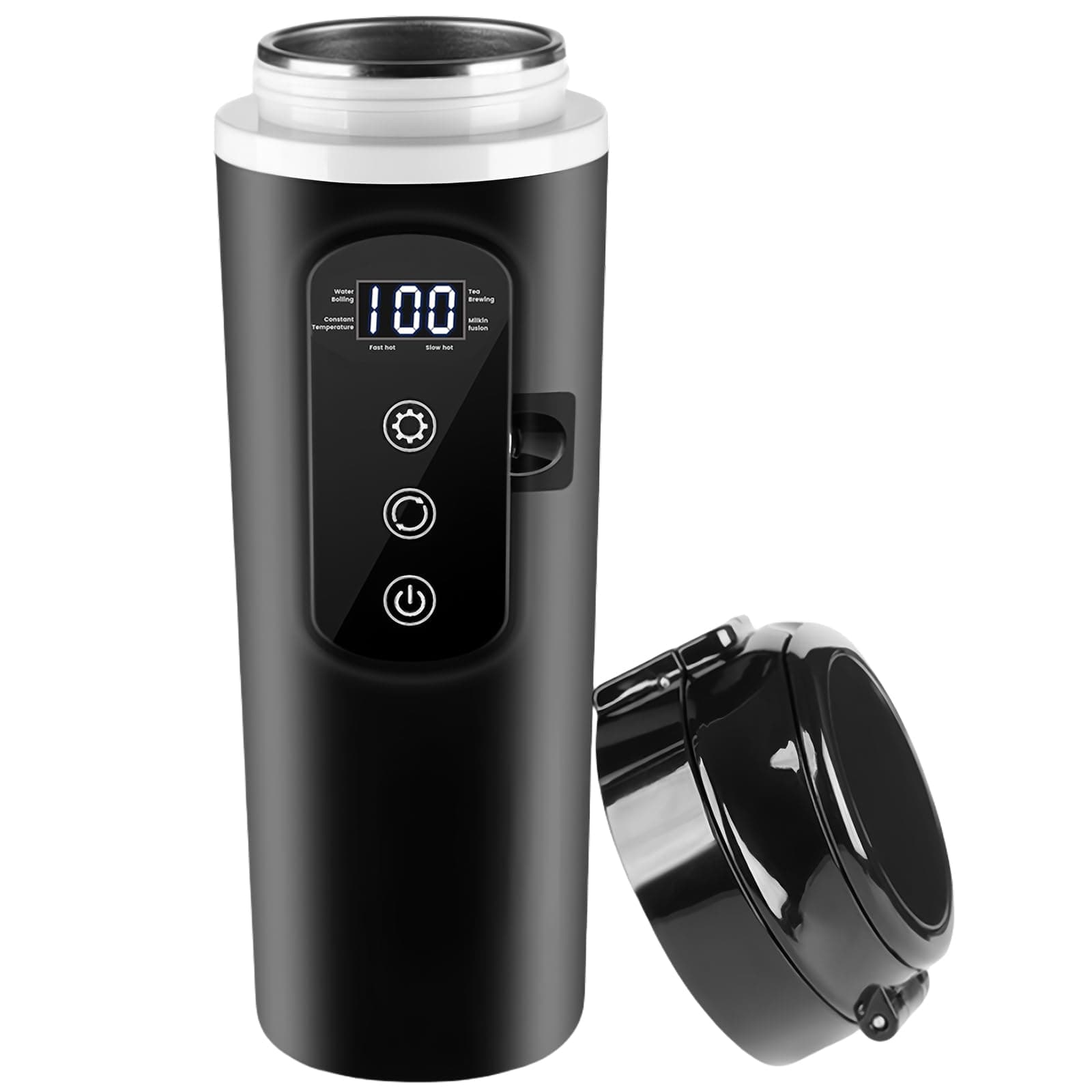 12v - 24v Wasserkocher für Auto, 500ml Elektrischer Reisewasserkocher Edelstahl mit 12 Volt Zigarettenanzünder für Heißwasser Kaffee Tee, KFZ Lkw Reise Camping, (50W-100W) Angebot bei HelloDeals