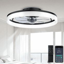 50cm Deckenventilator Mit Beleuchtung 48W 220V Dimmbare Deckenleuchte Mit Fernbedienung Und APP 6 Geschwindigkeiten Lampe Mit Ventilator Timer Schlafzimmer Wohnzimmer Schwarz Schwarz 50CM Angebot bei HelloDeals