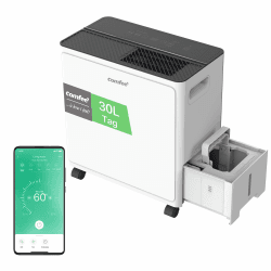 COMFEE CDDAE-30DEN7-QA3 Luftentfeuchter 30L/Tag für bis zu 73㎡, 3-Liter-Tank, drehbare Räder, Trocknungsmodus, Geräuschreduzierung, Automatische Abtauung CDDAE-30DEN7-QA3 (EU) Angebot bei HelloDeals