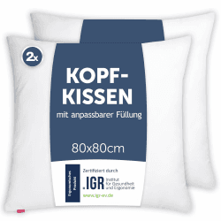 Blumtal Kopfkissen 80x80 cm 2er Set - Nackenkissen mit anpassbarer Füllung - 100% Mikrofaser & waschbar bis 95 Grad - höhenverstellbares Kissen 2er Set 80 x 80 cm Glatt Angebot bei HelloDeals