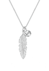 Elli Damen Halskette Feder Anhänger Boho mit Kristallen 45 cm Silber Angebot bei HelloDeals