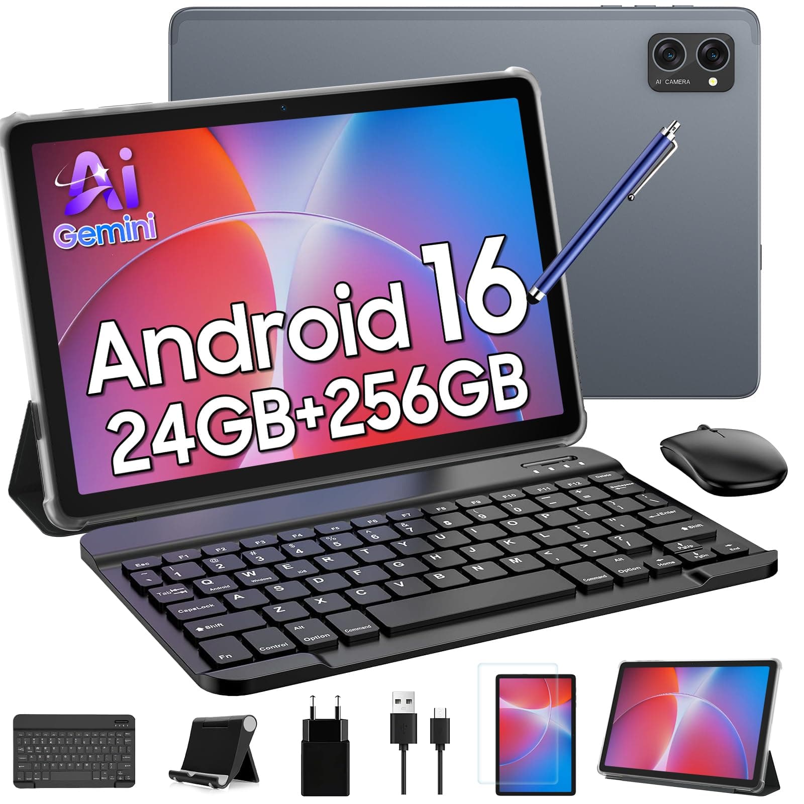 TABWEE Android 16 Tablet mit Tastatur und Stift, 24 GB+256 GB (2 TB TF) | Ideal für Studium und Home-Office, Octa-Core, Gemini AI, Widevine L1, 10 Zoll Tablet, Face ID, GPS (4 Jahre Garantie) T20A16-Gray Angebot bei HelloDeals