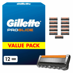 Gillette Proglide Rasierklingen Herren, 12 Original Ersatzklingen, Schwarz | Nassrasierer, 2X Gleitstreifen vor Und Nach Den Klingen für Unglaubliche Gründlichkeit Und Komfort Angebot bei HelloDeals