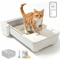UBPET C31 Katzenklo Selbstreinigend,Offene Selbstreinigende Katzentoilette mit APP-Steuerung,Desodorierer,Doppeltes Rechenzahndesign,Große Fassungsvermögen,Automatisches Katzenklo für Mehrere Katzen weiß Angebot bei HelloDeals