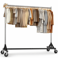 HOKEEPER Z-Kleiderständer 182kg auf Rollen | Kleiderstange, Garderobenständer, kommerziell, 4 Rollen, 2 feststellbar, einfache Montage, langlebig, Tragkraft 182 kg Silber 160 x 60 x 150 - 180 cm Angebot bei HelloDeals