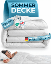 Glückstoff® Sommerdecke 200x200cm [Zertifiziert IN Deutschland] - Sommer Bettdecke mit 100% Öko-Tex Füllung - Sommerbettdecke Leicht - Dünne & Kühlende Decke - Summer Blanket - Leichte Schlafdecke Leichte Sommerdecke 200 x 200 cm Angebot bei HelloDeals
