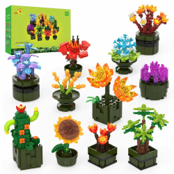 JMBricklayer Blumen Sukkulenten Bausätze für Erwachsene 10001, 12er-Pack winzige Pflanzen, Botanische Sammlung, Display für Raumdekoration, Bonsai Blumen Bausteine, Geschenke für Frauen und Mädchen 12er-set Angebot bei HelloDeals