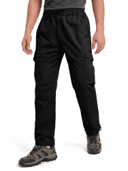 Aimato Herren Cargohose Relaxed Fit, Baumwolle Outdoor Wanderhose Herren | Freizeithose mit Elastischem Bund, Arbeitshose mit 7 Multifunktionstaschen für Trekking/Freizeit/Wandern XXL Schwarz Angebot bei HelloDeals
