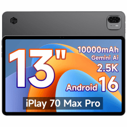 ALLDOCUBE 13 Zoll Android 16 Tablet, Unisoc T7300, 2,5K-Display, PC-Modus | 1600×2560 Auflösung, 4G LTE, 16GB RAM+128GB ROM, 10000mAh Akku, GPS, 4 Lautsprecher, Gesichtserkennung, iPlay 70 Max Pro 13'' Tablet Angebot bei HelloDeals