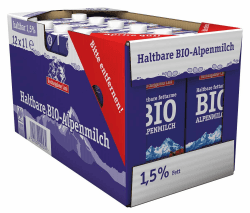 Berchtesgadener Land Bio Haltbare Bio-Alpenmilch 1.5% Fett, 12er Pack (12 x 1l) Angebot bei HelloDeals