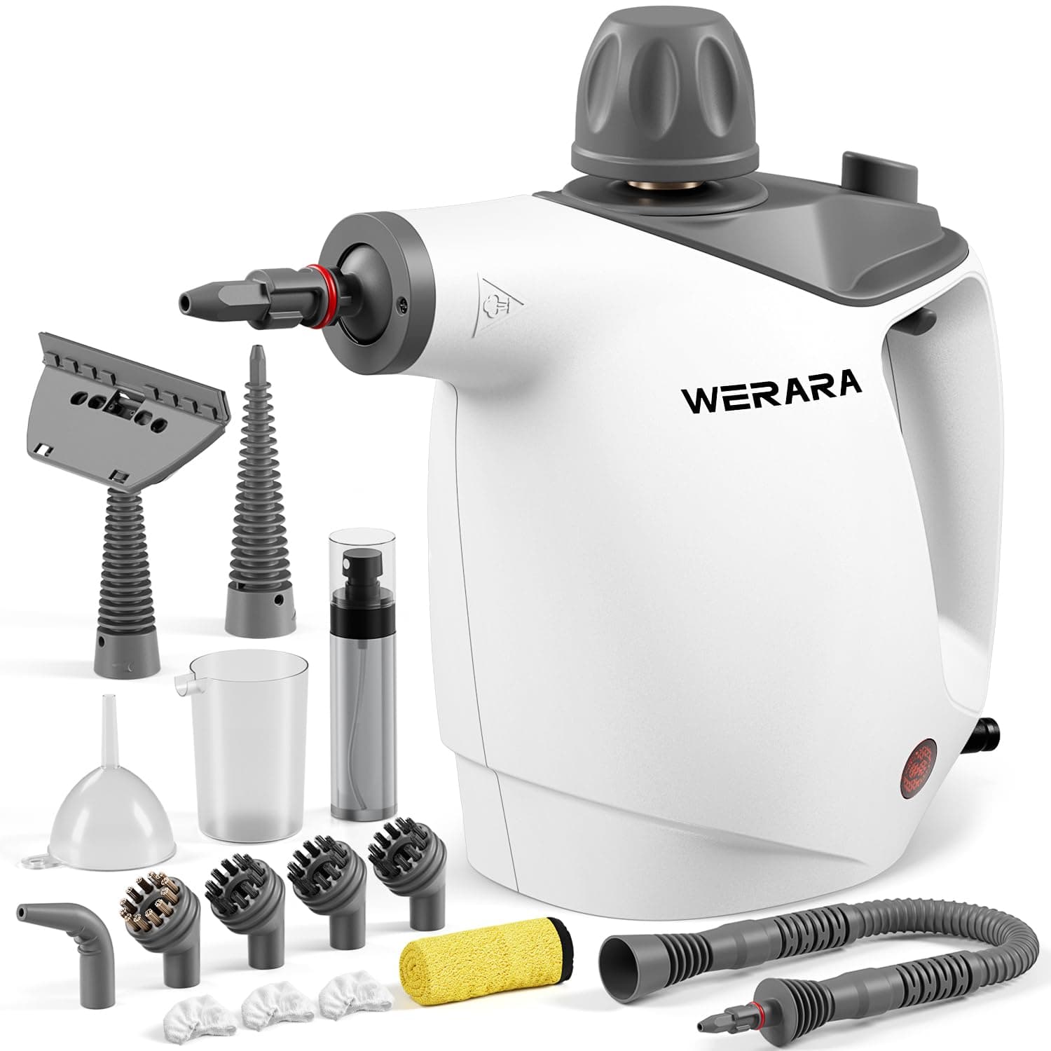 Dampfreiniger Handgerät, 1050W Steam Cleaner 500ML Kapazität | 16-teiliges Zubehör Set, 100% Chemiefreier Handdampfreiniger für Haushalt, Bad, Fliesen, Fett, Schmutz & Auto Detailing(Weiß) Angebot bei HelloDeals