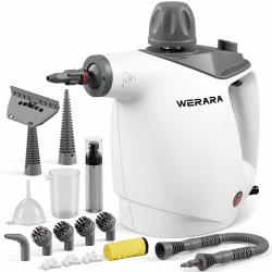 Dampfreiniger Handgerät, 1050W Steam Cleaner 500ML Kapazität | 16-teiliges Zubehör Set, 100% Chemiefreier Handdampfreiniger für Haushalt, Bad, Fliesen, Fett, Schmutz & Auto Detailing(Weiß) Angebot bei HelloDeals