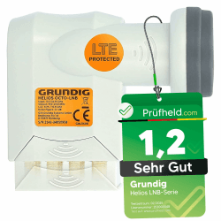[ Test SEHR GUT, Note 1.2 *] GSS Helios Octo LNB + 16x F-Stecker, mit LTE Abschirmung & SunProtect Schutz, Digital 8-Fach 4K HD LMB für 8 Teilnehmer, für Fernseher Sat Receiver, 8fach LNC für Sat 8 Teilnehmer Weiß- UV Angebot bei HelloDeals