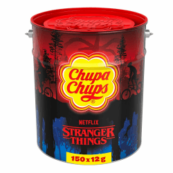 Chupa Chups Stranger Things Dose, enthält 150 Lutscher in 7 exklusiven Geschmacksrichtungen in der limitierten Stranger Things Metall-Dose, für Fans und Sammler, 150 x 12g Angebot bei HelloDeals