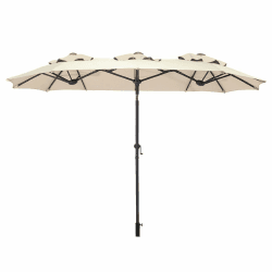 Doppel Sonnenschirm mit Kurbel 300 x 150 cm - natur - XL Gartenschirm | mit Knickgelenk - Martschirm Sonnen Schutz UV 50+ für Balkon Terrasse Garten groß verstellbarer Neigungswinkel Angebot bei HelloDeals