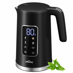 HOMELUX Wasserkocher Edelstahl 1,7 L mit Temperatureinstellung 2200W | 40-100°C Temperaturbereich, Automatische Stromabschaltung, Warmhaltefunktion, Trockenkochschutz, Doppelwandige Konstruktion 1.7l Schwarz Edelstahl Angebot bei HelloDeals