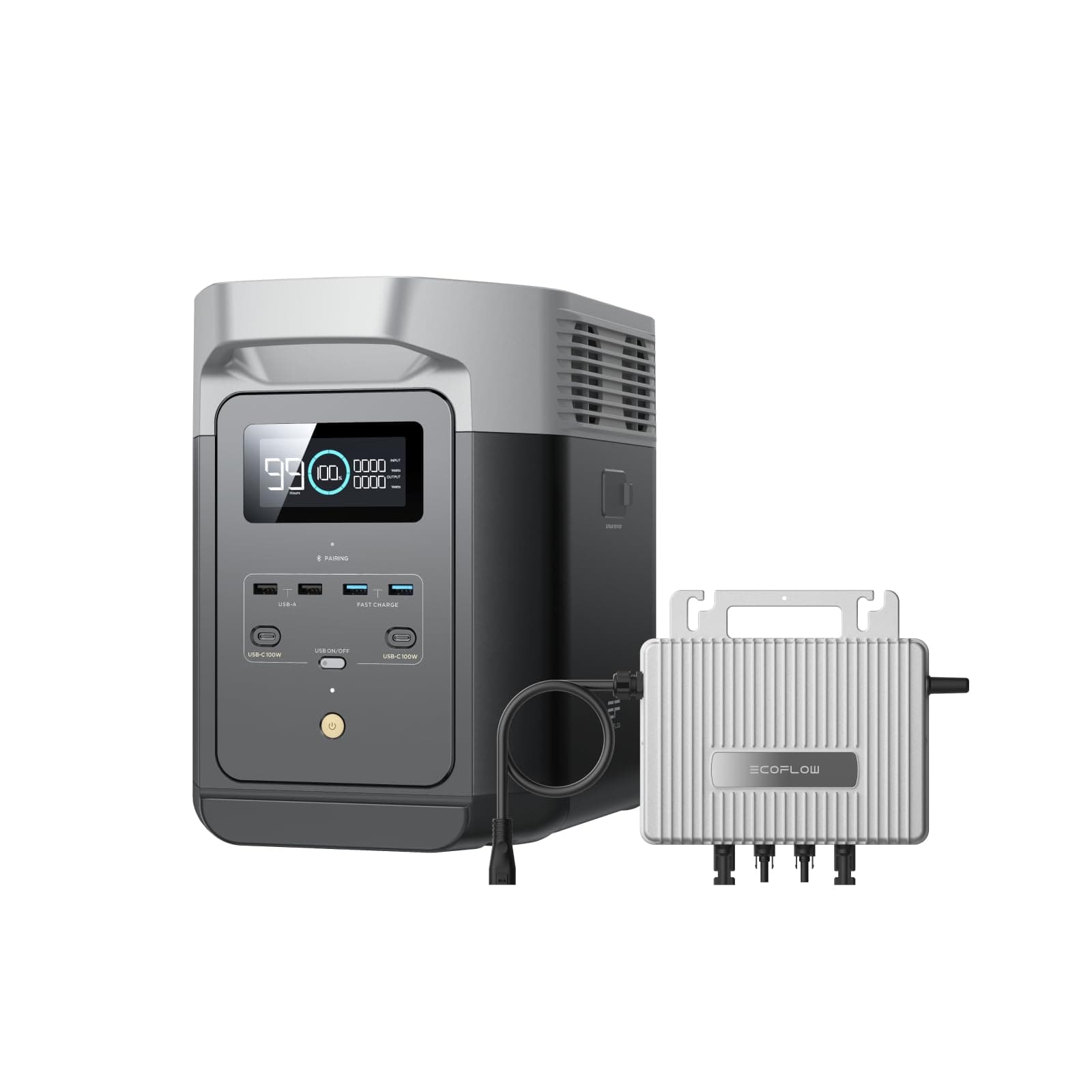 EcoFlow Delta 2 tragbare Powerstation mit Stream Mikrowechselrichter 800W | 0% VAT, 1024Wh LiFePO4-Batterie, Schnellladung von 0-80% in 50 Min., erweiterbar auf 3 kWh, für Zuhause, Camping und Reise WN2+DELTA 2 Angebot bei HelloDeals