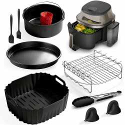 Heißluftfritteuse Zubehör für Philips Steam Airfryer 5000 Series 7.2 L | Airfryer Silikonform Zubehör Set, Wiederverwendbar Auflaufform Einsatz, Für Philips SteamFry NA540/00, NA547/07, 7,2 L 7.2l/Zubehör Set - Schwarz Für Steam Airfryer 7.2L mit Sichtfen Angebot bei HelloDeals