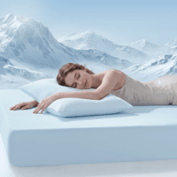 PHF Double-Sided Cooling Spannbettlaken Doppelbett, Q-Max > 0,5, Atmungsaktiv & Seidig Weich für heiße Schläfer & Nachtschweiß, passend für Matratzen bis 40 cm Steghöhe, Nur Spannbettlaken, Eisblau Eisblau 140*200cm+40cm Angebot bei HelloDeals