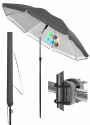 Menz Sonnenschirm Balkon Ø 180 cm, Anthrazit - Funktionelles 3-in-1-Set inkl. Balkon Schirm + Sonnenschirmhalter Balkongeländer + Sonnenschirm Schutzhülle, Sonnenschutz Balkon UV 50+ Balkon-Set Ø 180 cm Anthrazit Angebot bei HelloDeals