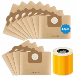 12 Stück WD3 Beutel +1 stück filter,für 6.959-130.0,Staubsaugerbeutel WD3 | kompatibel mit 1629 MV3 A2201/2204/2554/2604,und patronenfilter für 6.414-552.0 Angebot bei HelloDeals
