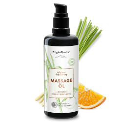 AllgäuQuelle® BIO Massageöl Allgäuer Erfrischung mit 100% naturreinen ätherischen Ölen aus Lemongrass, Orange, Bergamotte | pflegt den ganzen Körper mit Sesam, Jojoba, Avocado und Shea, 100ml 100 ml (1er Pack) Angebot bei HelloDeals