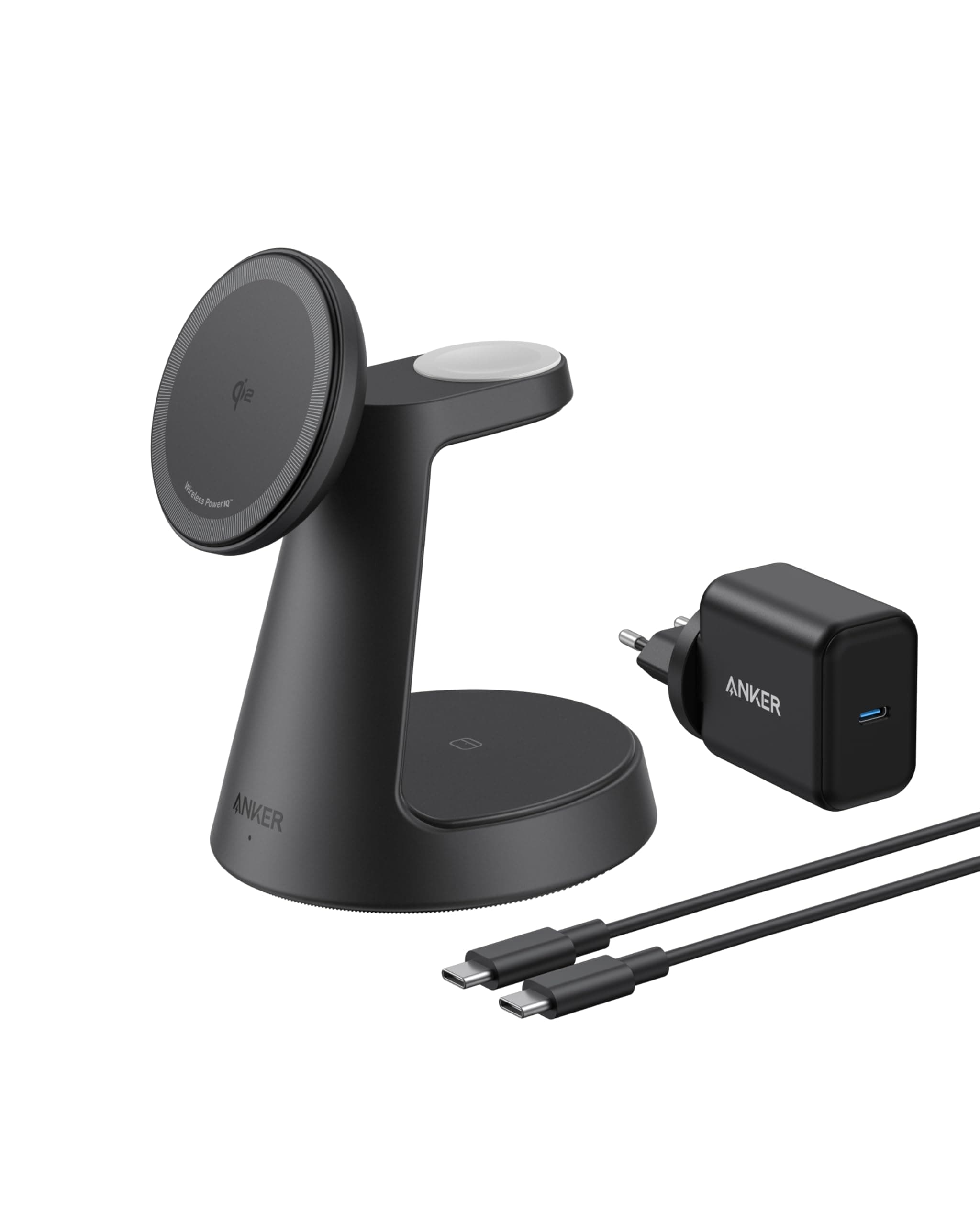 Anker MagGo 3-in-1 Ladestation Qi2 15W MagSafe kompatibel Ladegerät | iPhone Induktive Ladestation, Wireless Charger für iPhone 17/16/15/14/13/12, Apple Watch, AirPods Pro (Adapter inkl.) Schwarz Angebot bei HelloDeals