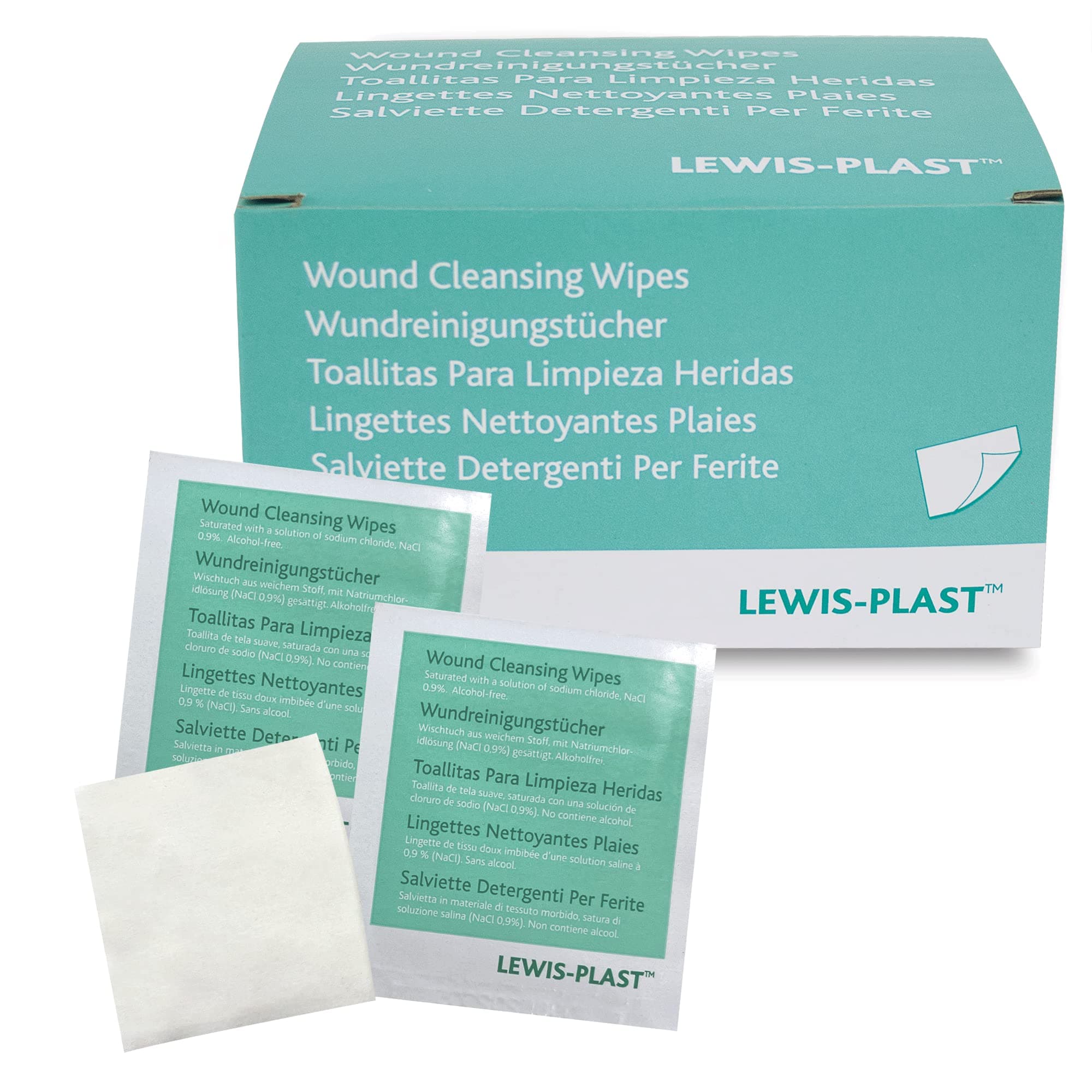 LEWIS-PLAST Premium mit alkoholfreier Kochsalzlösung : Antiseptische und antibakterielle Reinigungstücher : 100 % antiseptisch und antibakteriell. Angebot bei HelloDeals