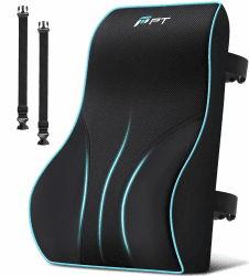 POOTACK Lendenkissen mit Memory-Schaum - Rückenkissen für Auto und Bürostuhl, Lendenwirbelkissen für Schreibtischstuhl, Rückenstützkissen mit verstellbarem Gurt Blau Schwarz Angebot bei HelloDeals