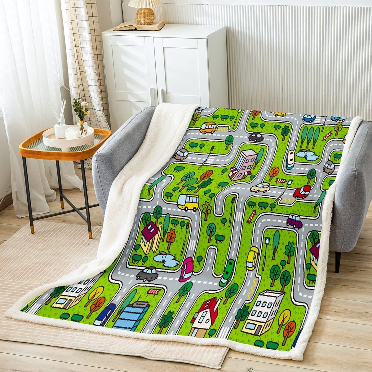 Homemissing Autobahn und Verkehrsflanellspiel Decke 150x200cm für Sofa Couch Kleinkind weich bunt Spaßspiel Kuscheldecke Jahreszeitenspielzeug Rennstrecke Wohndecke Mehrfarbig 65 150x200cm Angebot bei HelloDeals