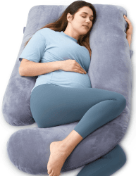 Momcozy Schwangerschaftskissen U-Form Kristallvelours 145cm | Seitenschläferkissen, abnehmbarer Bezug, maschinenwaschbar, Rücken- & Hüftentlastung, OEKO-TEX zertifiziert Dunkel Grau U-Form Angebot bei HelloDeals