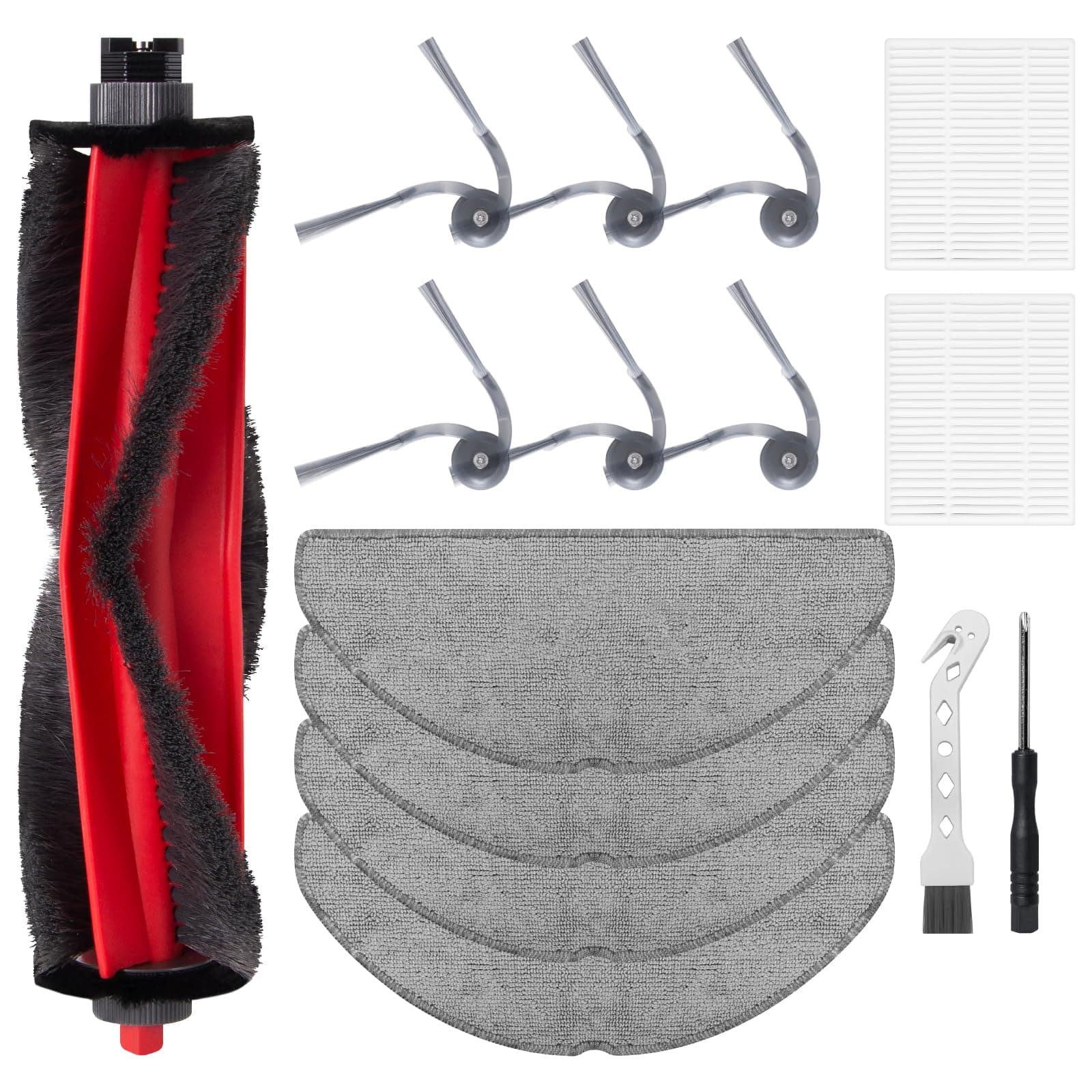 Zubehörsets für Roborock Q7 L5 / Q7 L5+ / Q7 M5 / Q7 M5+ Saugroboter, Ersatzteile Zubehör mit 1 Hauptbürsten, 2 Filters, 6 Seitenbürsten, 4 Wischtücher Pads, 1 Reinigungsbürste Angebot bei HelloDeals