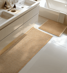Großer Badteppich Set, rutschfeste Badematte, Badezimmerteppich Set 2 Teilig, Boho Badezimmermatte, Waschbar Duschvorleger für Wohnzimmer Schlafzimmer Badezimmer, Bad Deko, 51 x 120 cm + 41 x 61 cm Braun Weiß Angebot bei HelloDeals